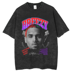 Men T Shirts High Street Vintage Hip Hop Print Short Sleeves