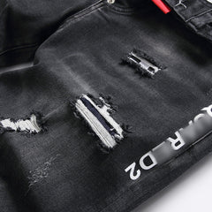 DSQ2 Short Jeans Ripped Patch Slim-fit Stretch Denim Shorts