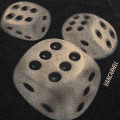 Men Long Sleeve T Shirt Dice Printing Worn Looking Washed-out