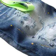 DSQ2 Short Jeans Ripped Patch Slim-fit Stretch Denim Shorts