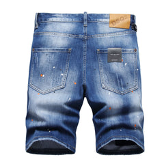 DSQ2 Short Jeans Ripped Patch Slim-fit Stretch Denim Shorts