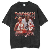 Mens T Shirts Rodman T-Shirt Printed Washed Short Sleeves Loose