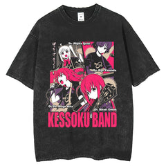 Men T Shirts Old Loose Short Sleeve Anime Printed Retro T-Shirt