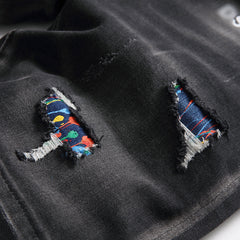 DSQ2 Short Jeans Ripped Patch Slim-fit Stretch Denim Shorts