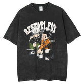 Men T Shirts Washing Water Old Full-time Lovers Printing Loose Vintage Casual