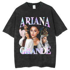 Mens T Shirts Loose T-Shirts Summer ARIANA Washing Water Old Printing