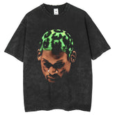 Mens T Shirts Washed Water Old T-Shirts Rodman Prints Loose