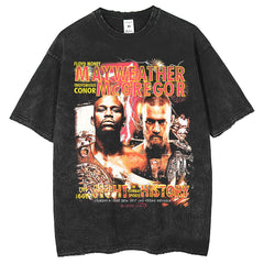 Men T Shirts Vintage Printed Cotton Washed Old T-Shirts Short Sleeves