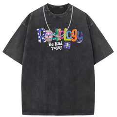 Men T Shirts Washed and old printed short-sleeved T-shirt loose and casual