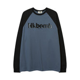 Men Long Sleeve T Shirt Letters Printed Bottoming Shirt Loose