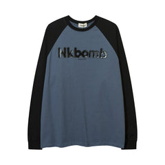 Men Long Sleeve T Shirt Letters Printed Bottoming Shirt Loose