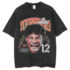 Mens T Shirts Summer Vintage Washed Old Printed Short Sleeve T-Shirts