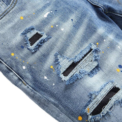 DSQ2 Short Jeans Ripped Patch Slim-fit Stretch Denim Shorts