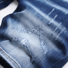 DSQ2 Short Jeans Ripped Patch Slim-fit Stretch Denim Shorts