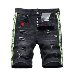 DSQ2 Short Jeans Ripped Patch Slim-fit Stretch Denim Shorts
