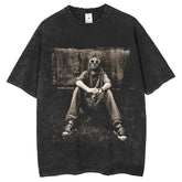Mens T Shirts Loose Vintage Printing Wash Water Old T-Shirts