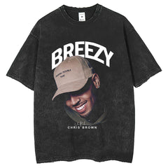 Mens T Shirts Printed Short Sleeve T-Shirt Vintage Washed Old