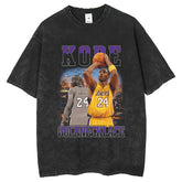 Mens T Shirts Washing Vintage T-Shirt Kobe Printed Short Sleeves