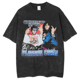 Mens T Shirts Printed Washing Water T-Shirt Casual Crew Neck Short Sleeve