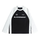 Men Long Sleeve T Shirt Stitching Printing Crew Neck