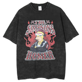 Mens T Shirts Summer Washing Old Printed Short Sleeves Simpsons