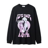 Men Long Sleeve T Shirt Portrait Heart Shape Printed Anime round