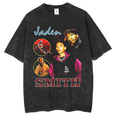 Mens T Shirts Washed Edge Vintage Printed T-Shirt Loose Printing