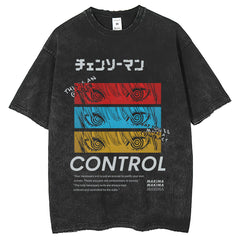 Men T Shirts Short Sleeves Day Hermit Washing Water Old Printed T-Shirts