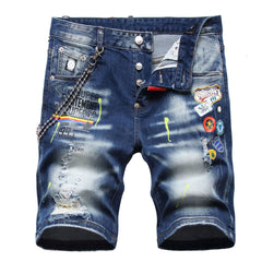 DSQ2 Short Jeans Ripped Stretch Denim Shorts