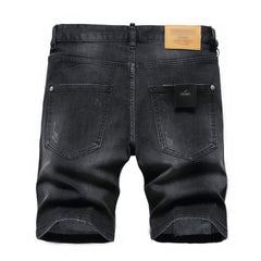 DSQ2 Short Jeans Ripped Patch Slim-fit Stretch Denim Shorts