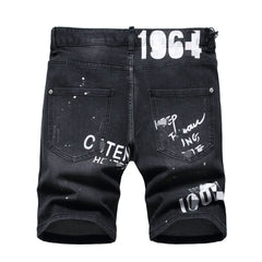 DSQ2 Short Jeans Ripped Patch Slim-fit Stretch Denim Shorts