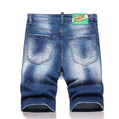 DSQ2 Short Jeans Ripped Patch Slim-fit Stretch Denim Shorts