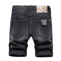 DSQ2 Short Jeans Ripped Patch Slim-fit Stretch Denim Shorts
