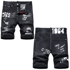 DSQ2 Short Jeans Ripped Patch Slim-fit Stretch Denim Shorts