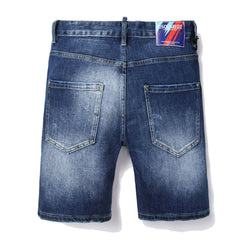DSQ2 Short Jeans Ripped Patch Slim-fit Stretch Denim Shorts
