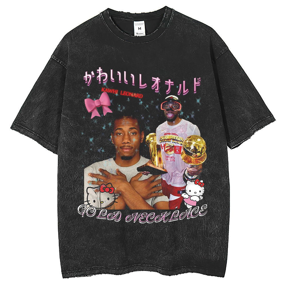 Mens T Shirts vintage print T-shirt hip hop crew neck