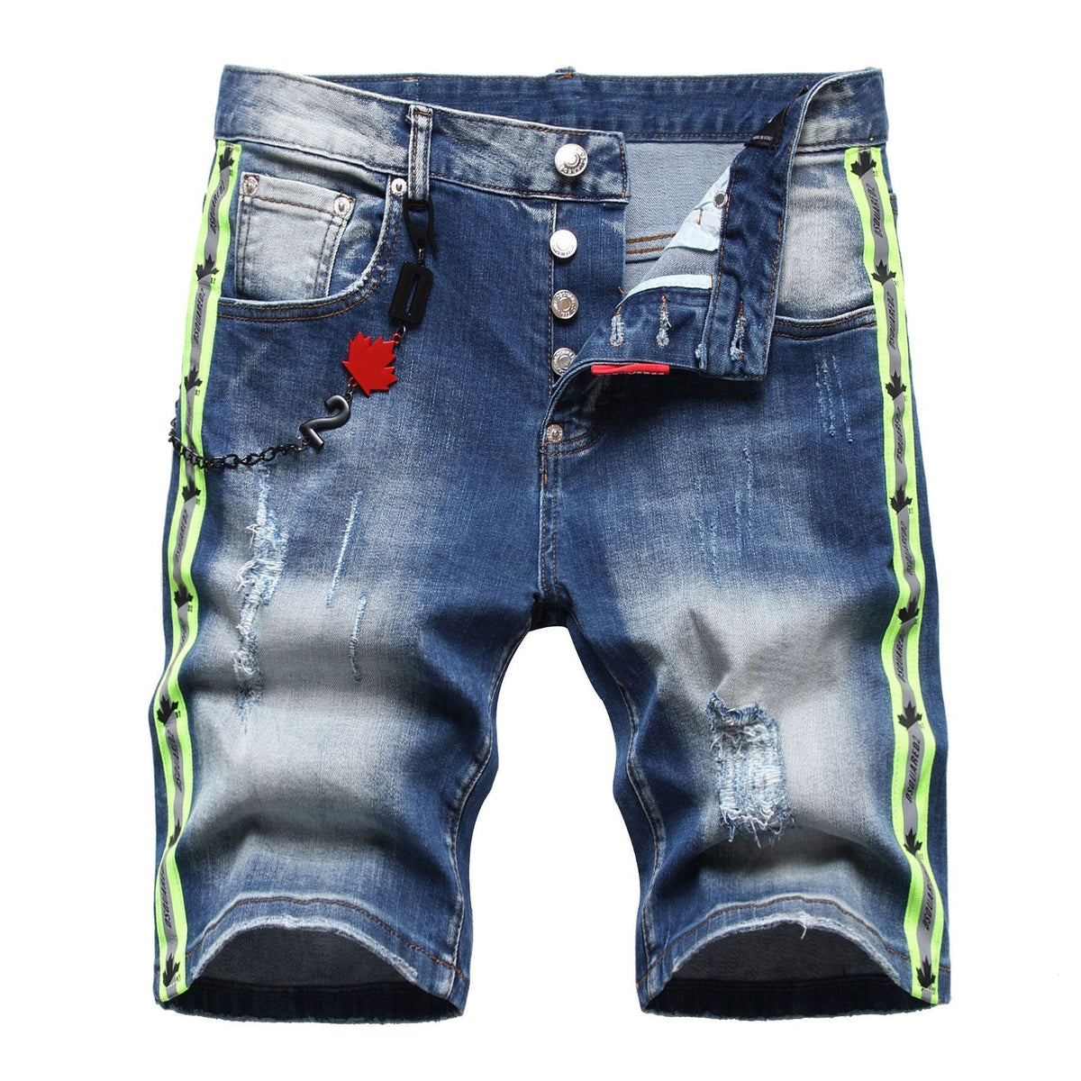 DSQ2 Short Jeans Ripped Patch Slim-fit Stretch Denim Shorts