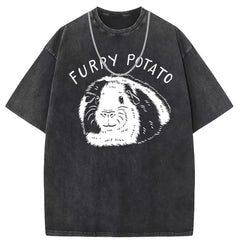 Men T Shirts Washed Old Printed Short Sleeve T-Shirts Loose Casual