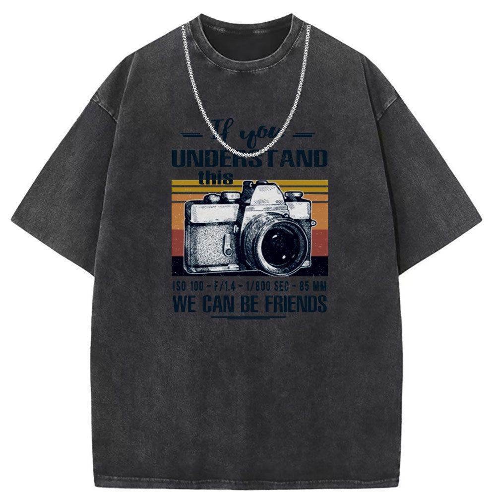 Men's T Shirts Cotton Crew Neck Short Sleeve T-Shirt Women's Washed and Old