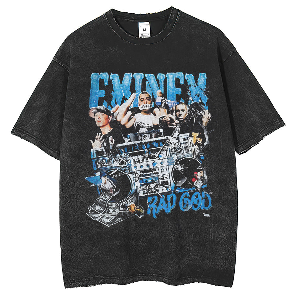 Men T Shirts Mu Ye washes water and makes old men's short-sleeved T-shirts