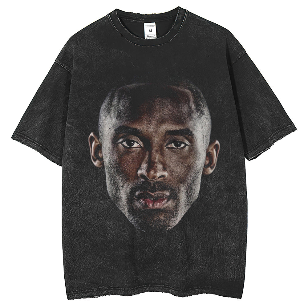 Mens T Shirts Kobe Bryant Vintage Print Short Sleeve T-Shirt Wash