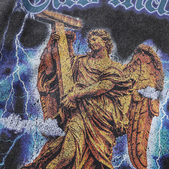 Men Long Sleeve T Shirt Angel Statue Printed Distressed
