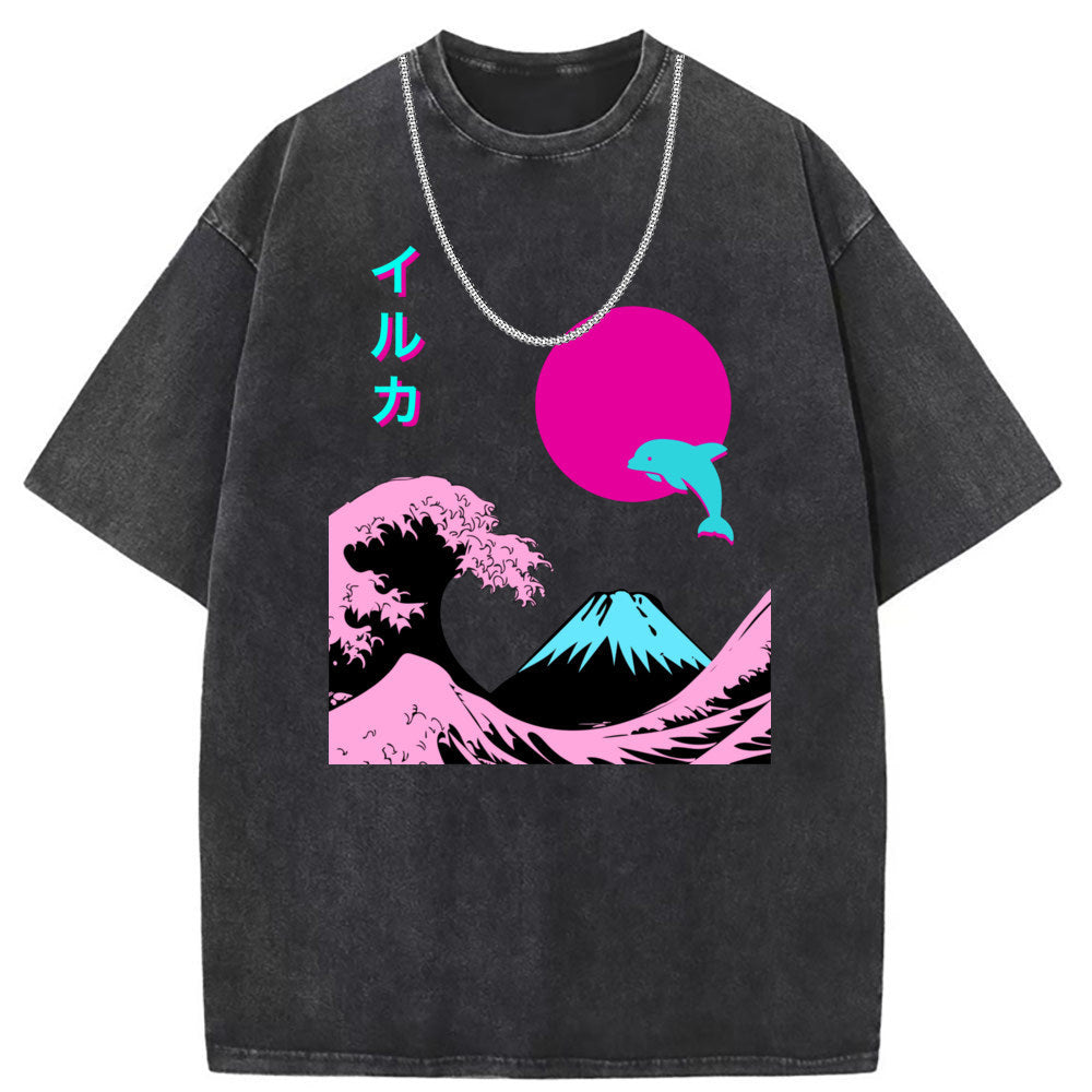 Men T Shirts Short Sleeve T-Shirts Women Washed Old American Street