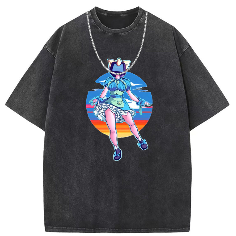 Men T Shirts Cotton short-sleeved T-shirt washed and old