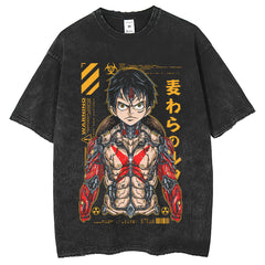 Men T Shirts LUFEI Printed Retro Old Short Sleeve Washing T-Shirt