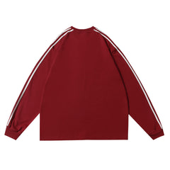 Men Long Sleeve T Shirt Striped Bottoming Shirt Loose Leisure Sports