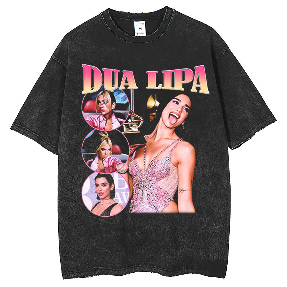Men's T Shirts Dua Lipa Printed Short Sleeve T-Shirts Men's and Women's Shirts