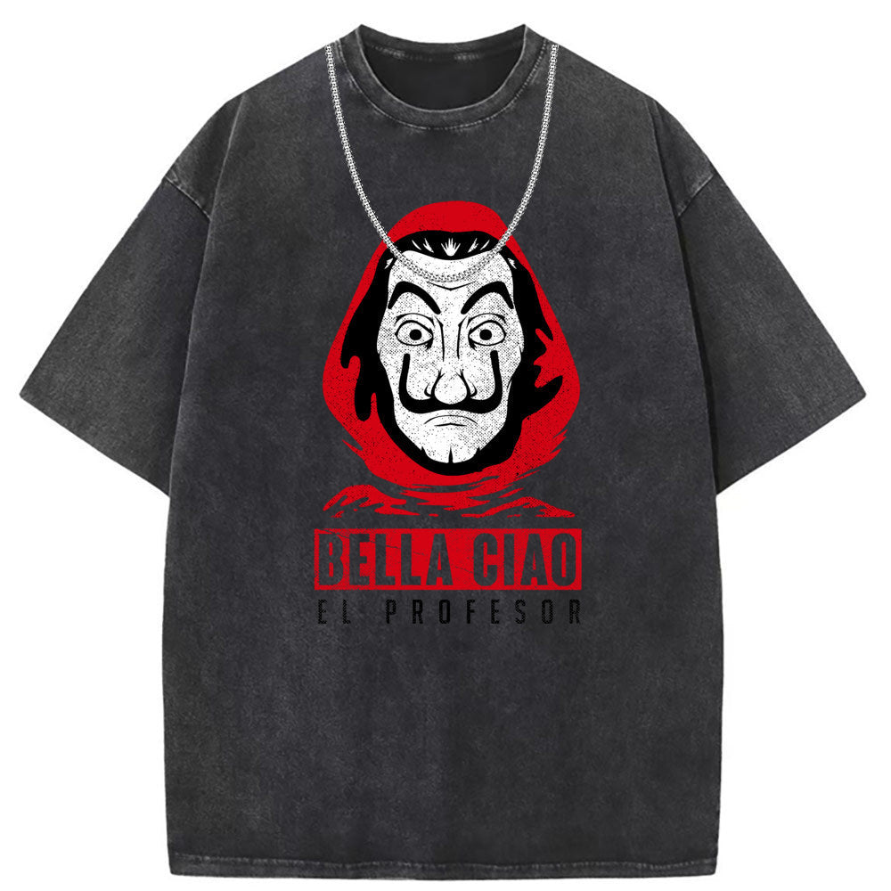 Men T Shirts Cotton short-sleeved T-shirt washed and old