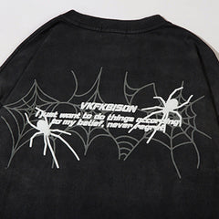 Men Long Sleeve T Shirt Dark Style Personality Spider Print