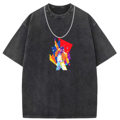 Men T Shirts Cotton short-sleeved T-shirt washed and old